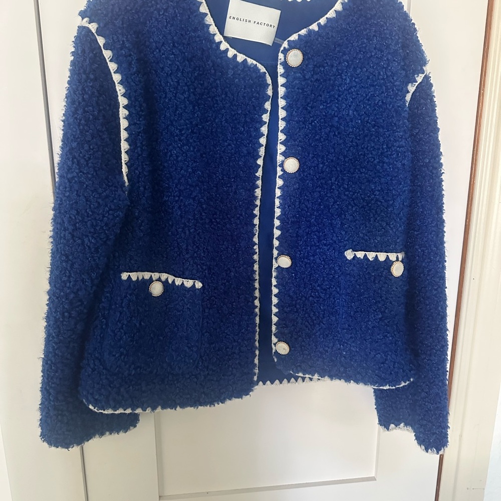 English Factory Royal Blue Jacket with White Scallop Stitching